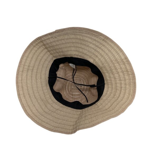 Wide Brim Beige Striped Sun Hat With Bow Accent For Women - One Size - Picture 6 of 7